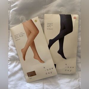 Sheer Nude and Blue opaque Pantyhose